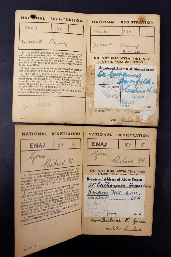 CS Militaria 2 X WW2 British 1940 Civilian Identity Cards From Same
