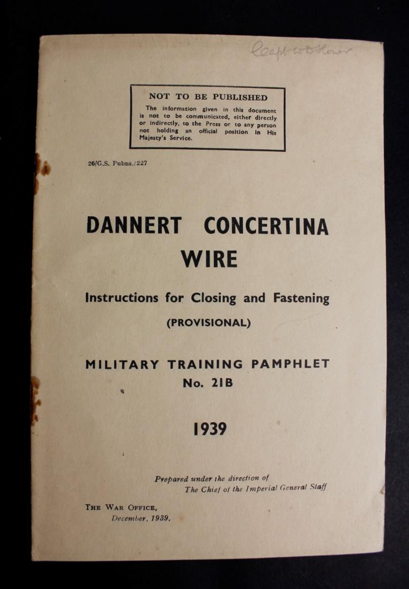 WW2 Military Training Pamphlet - Dannert Concertina Wire 1939