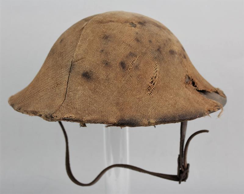 WW1 British War Office Pattern Helmet With Original Hessian Camouflage Trench Cover