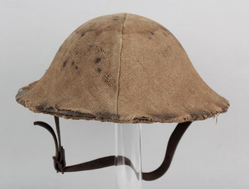 WW1 British War Office Pattern Helmet With Original Hessian Camouflage Trench Cover