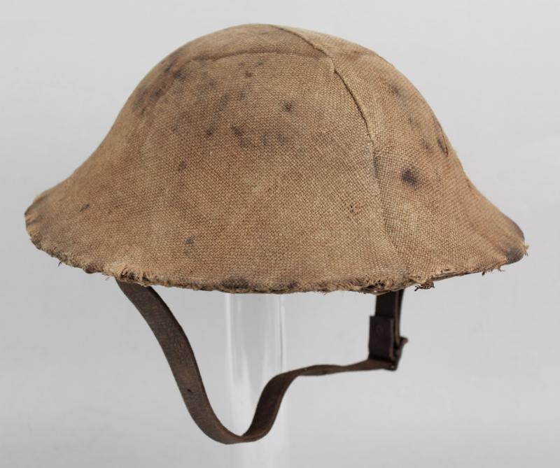 WW1 British War Office Pattern Helmet With Original Hessian Camouflage Trench Cover