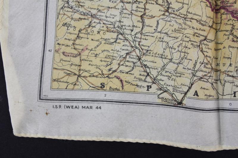 WW2 Silk Map ' Zones of France ' & Normandy Coastline March 1944