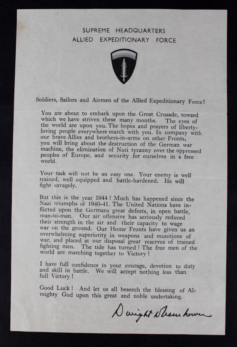 CS Militaria | Original & Rare D-Day Eisenhower ' June 6, 1944, Order ...