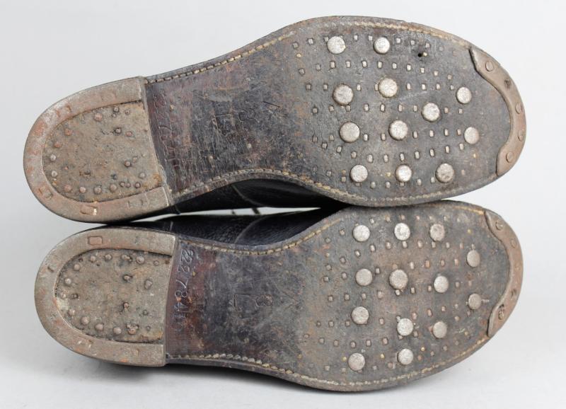 WW2 British Army Ankle Boots 1943 Dated With Matching Service Number To Soles