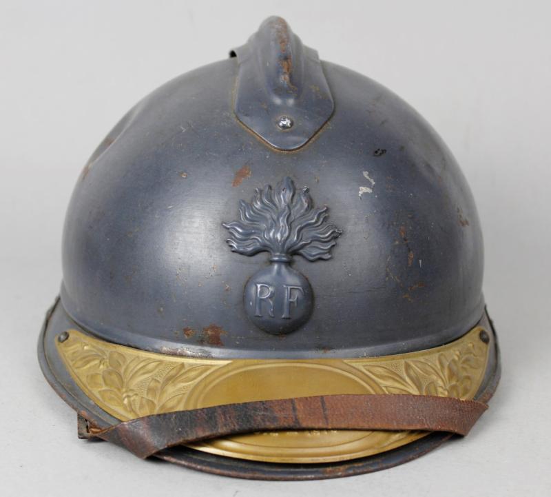 WW1 French Adrian Helmet With Souvenir Plaque