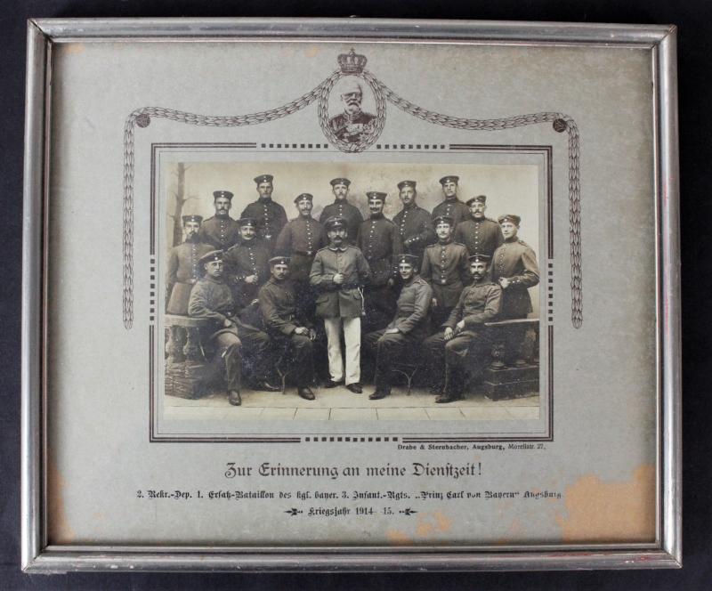 WW1 German Framed Photograph ' Royal Bavarian Infantry Regiment 3' 1914-15