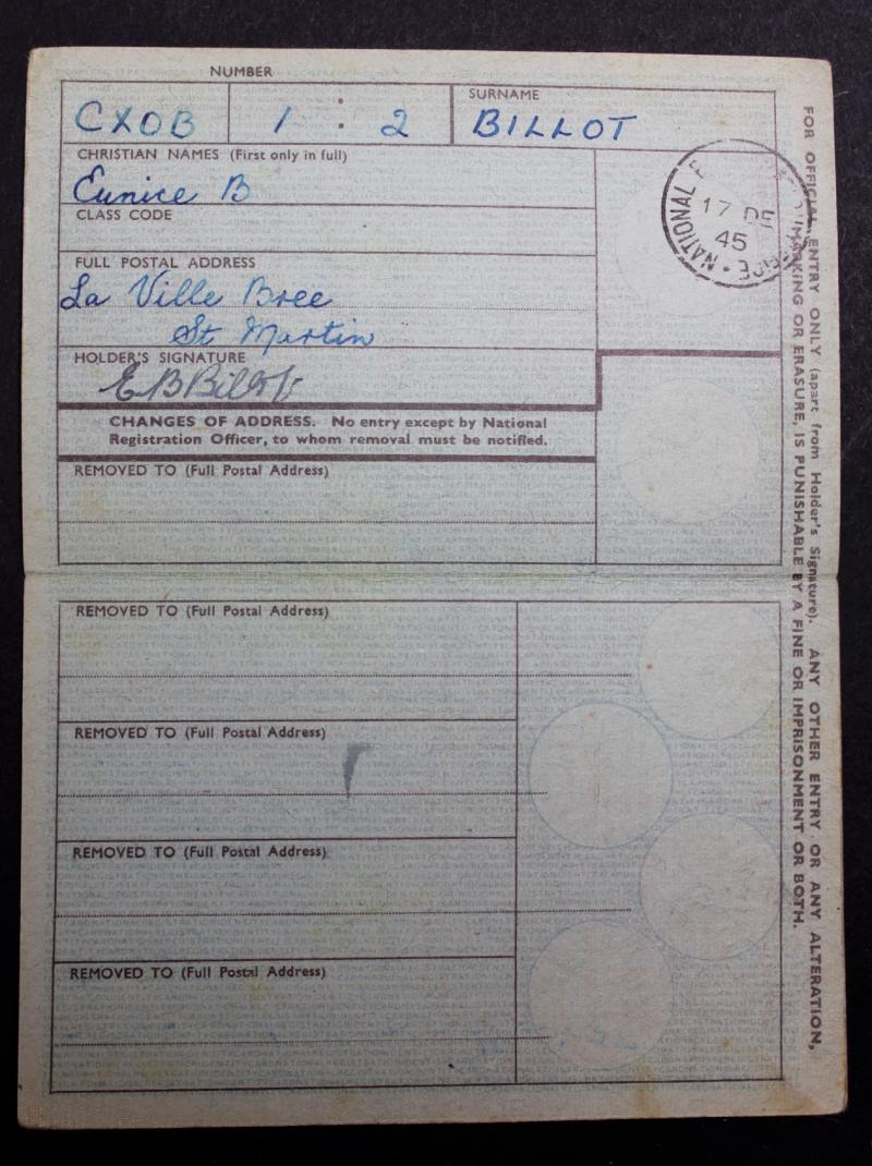 CS Militaria Channel Islands Identity Card ' JERSEY