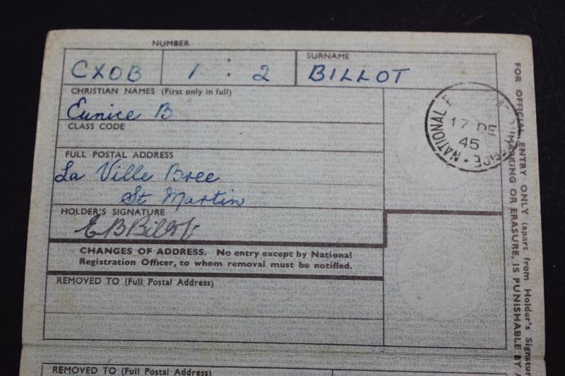 CS Militaria Channel Islands Identity Card ' JERSEY