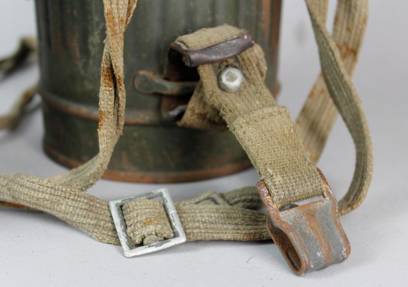 WW2 German Matching Numbered Gas Mask & Canister With Cleaning Cloth , Spring & Spare Lenses