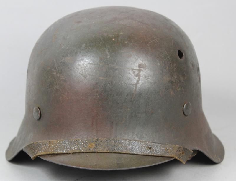 CS Militaria WW2 German M42 Bullet Holed Camouflage Combat Helmet