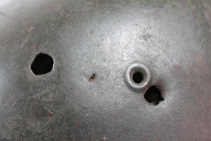 CS Militaria WW2 German M42 Bullet Holed Camouflage Combat Helmet