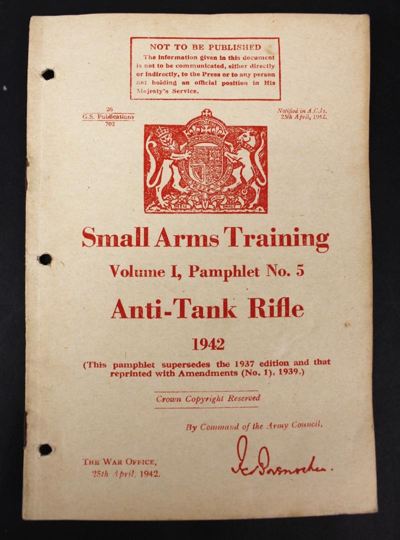 WW2 Small Arms Training Pamphlet - ANTI-TANK RIFLE 1942