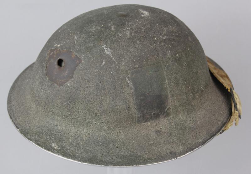 WW2 British Bullet Holed Camouflage Helmet With Unit Flash Under Paint
