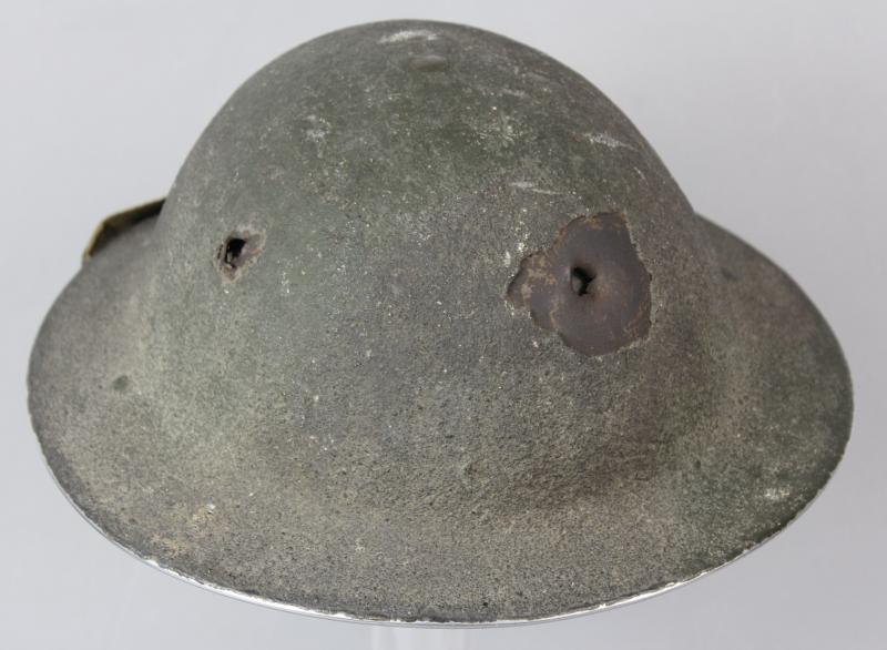 WW2 British Bullet Holed Camouflage Helmet With Unit Flash Under Paint