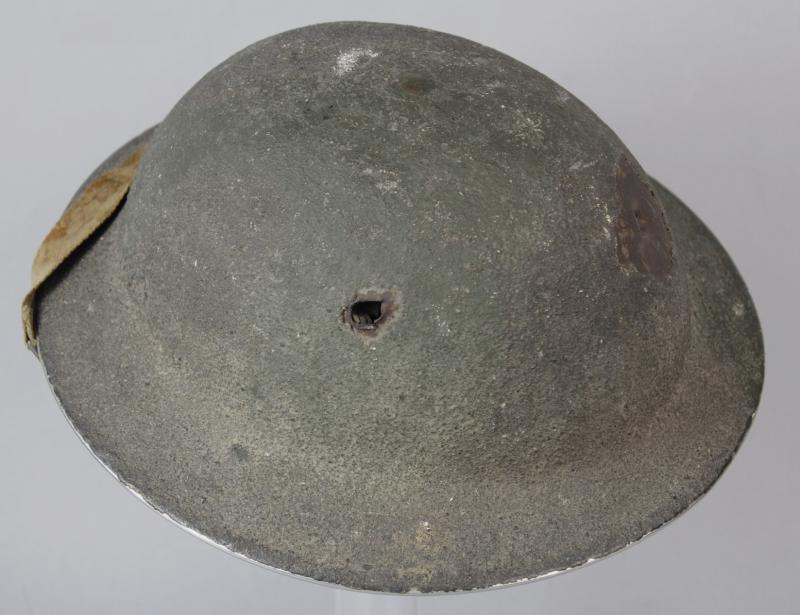 WW2 British Bullet Holed Camouflage Helmet With Unit Flash Under Paint