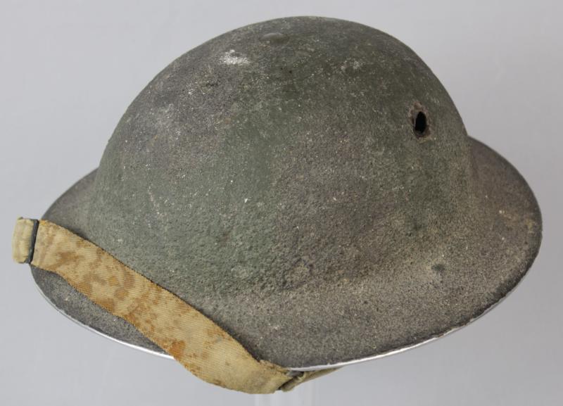 WW2 British Bullet Holed Camouflage Helmet With Unit Flash Under Paint