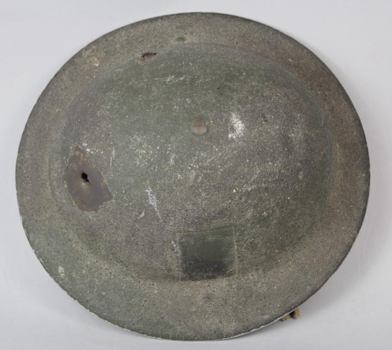 WW2 British Bullet Holed Camouflage Helmet With Unit Flash Under Paint