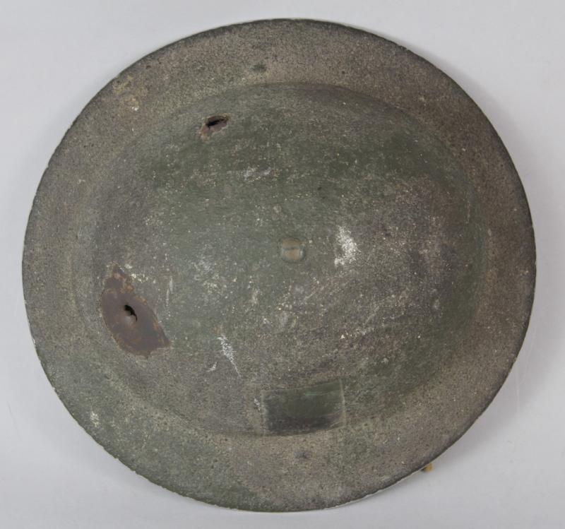 WW2 British Bullet Holed Camouflage Helmet With Unit Flash Under Paint