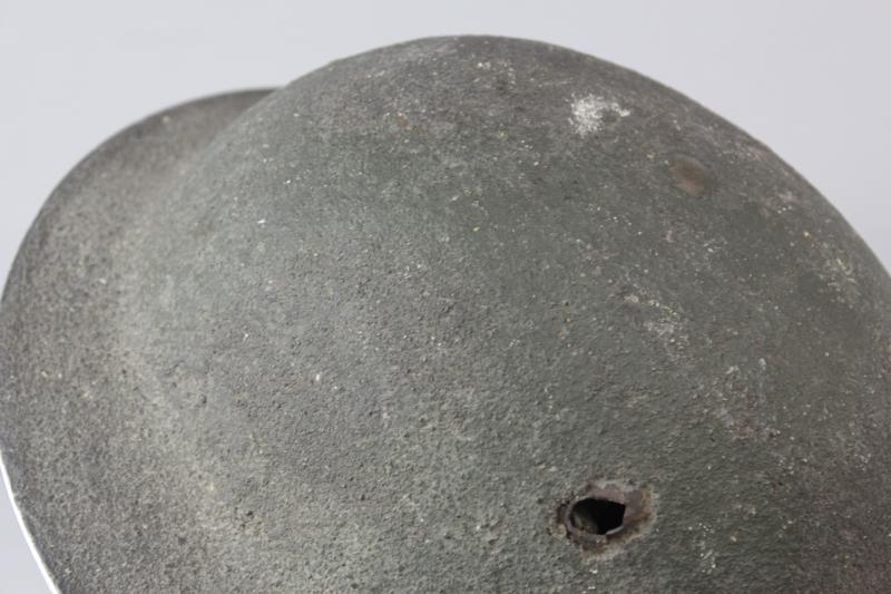 WW2 British Bullet Holed Camouflage Helmet With Unit Flash Under Paint