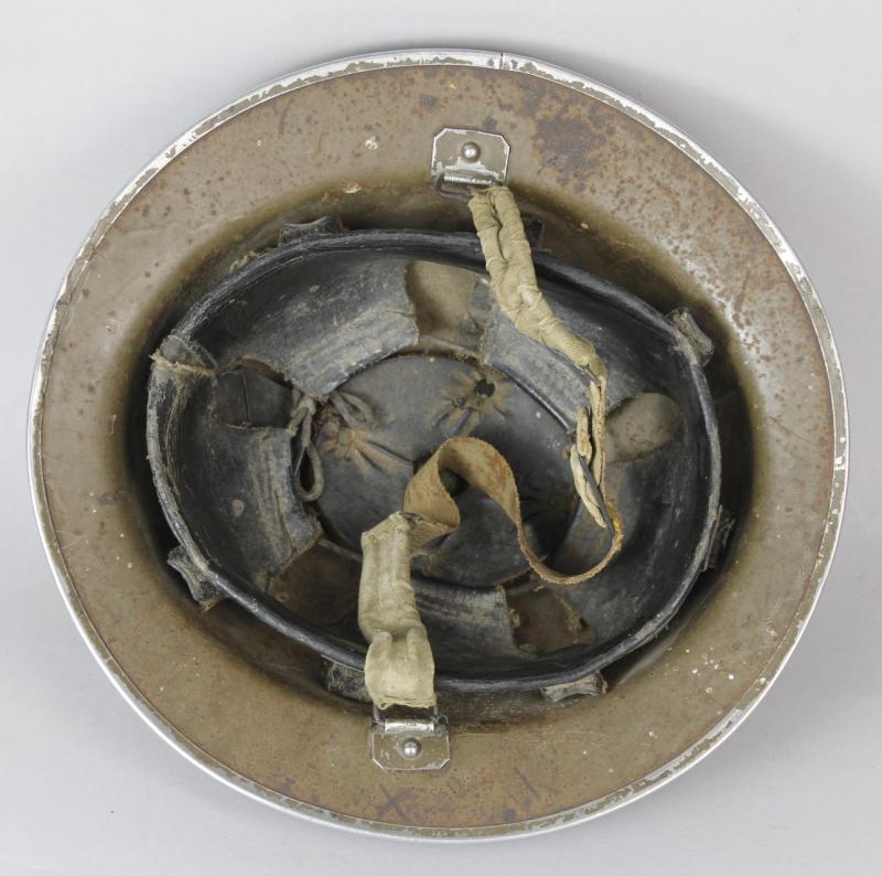 WW2 British Bullet Holed Camouflage Helmet With Unit Flash Under Paint