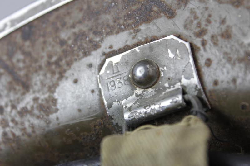 WW2 British Bullet Holed Camouflage Helmet With Unit Flash Under Paint