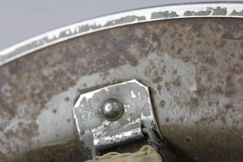 WW2 British Bullet Holed Camouflage Helmet With Unit Flash Under Paint