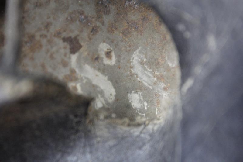 WW2 British Bullet Holed Camouflage Helmet With Unit Flash Under Paint