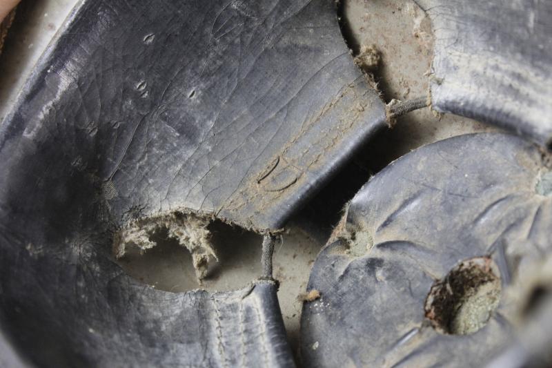 WW2 British Bullet Holed Camouflage Helmet With Unit Flash Under Paint