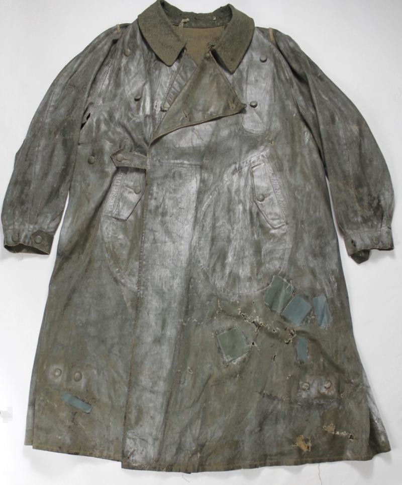 WW2 German Rubberised Motorcyclists Coat - Worn By POW