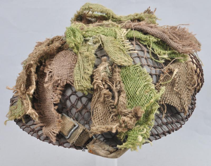 CS Militaria WW2 British Infantry Helmet With Scrim Camouflage Netting Typical Normandy!