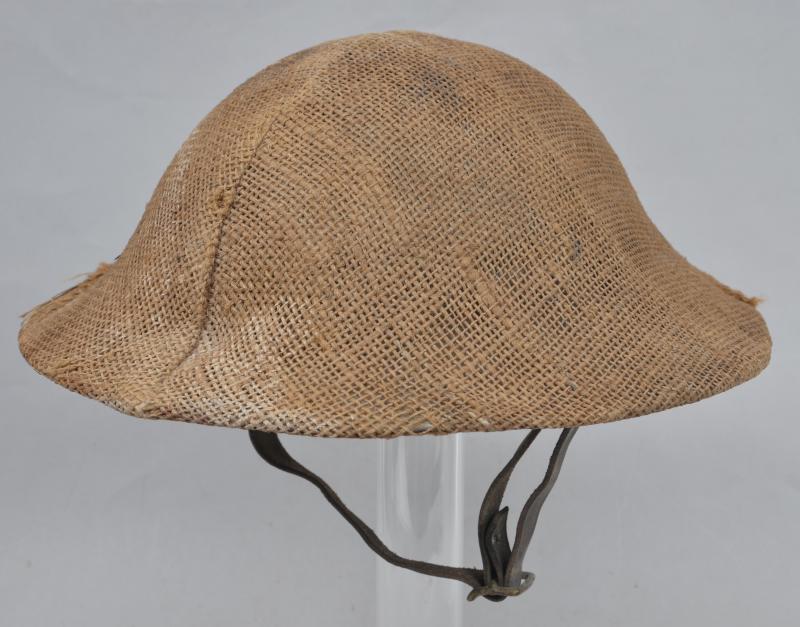 WW1 British Brodie Helmet With Hessian Camouflage Cover