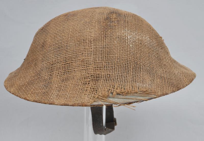 WW1 British Brodie Helmet With Hessian Camouflage Cover