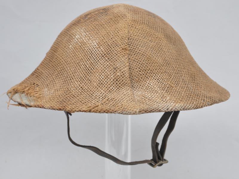 WW1 British Brodie Helmet With Hessian Camouflage Cover