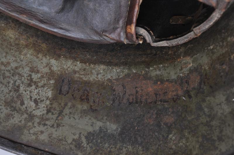WW1 German M16 Camouflage Helmet Named To A Dragoon ( German Cavalry )