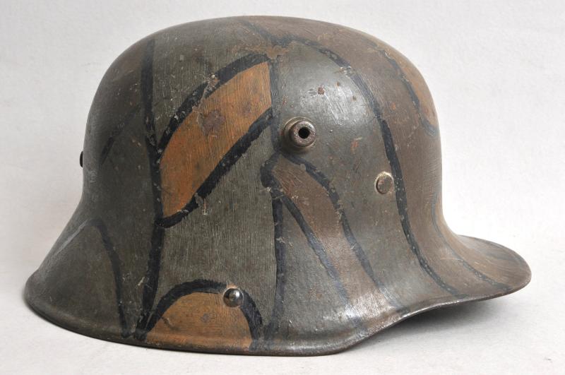 WW1 German Camouflage Helmet Named With Research to A Soldier Reported Missing 1918