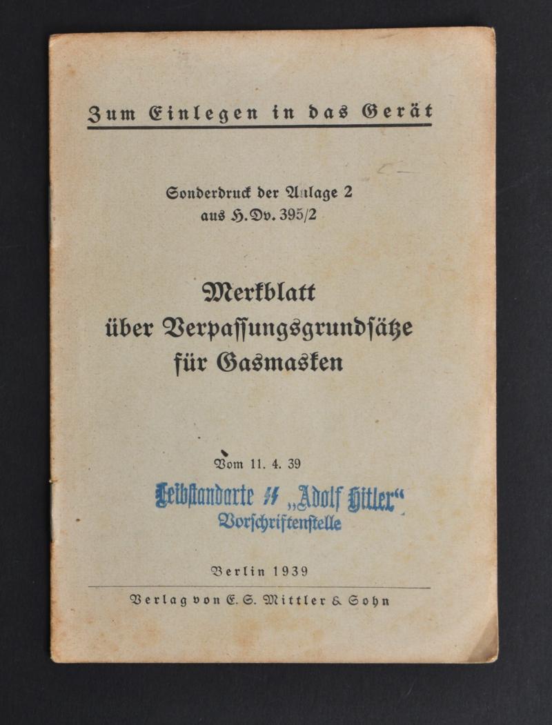 WW2 German Gas Mask Care Pamphlet 1939