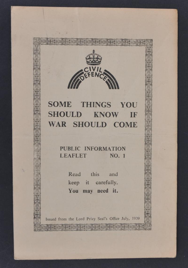 WW2 British Civil Defence Pamphlet No.1 - Some Things You Should Know If The War Should Come 1939