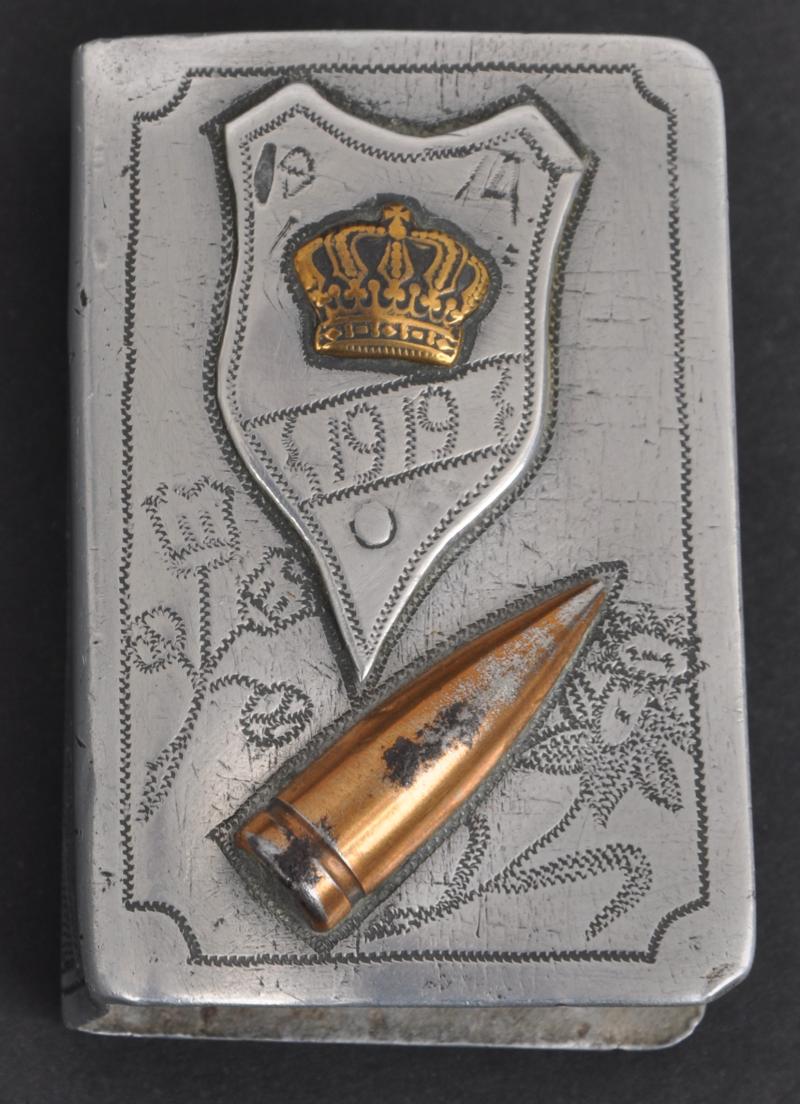 WW1 ' British Bullet Mounted' Matchbox Holder Trenchart 1914