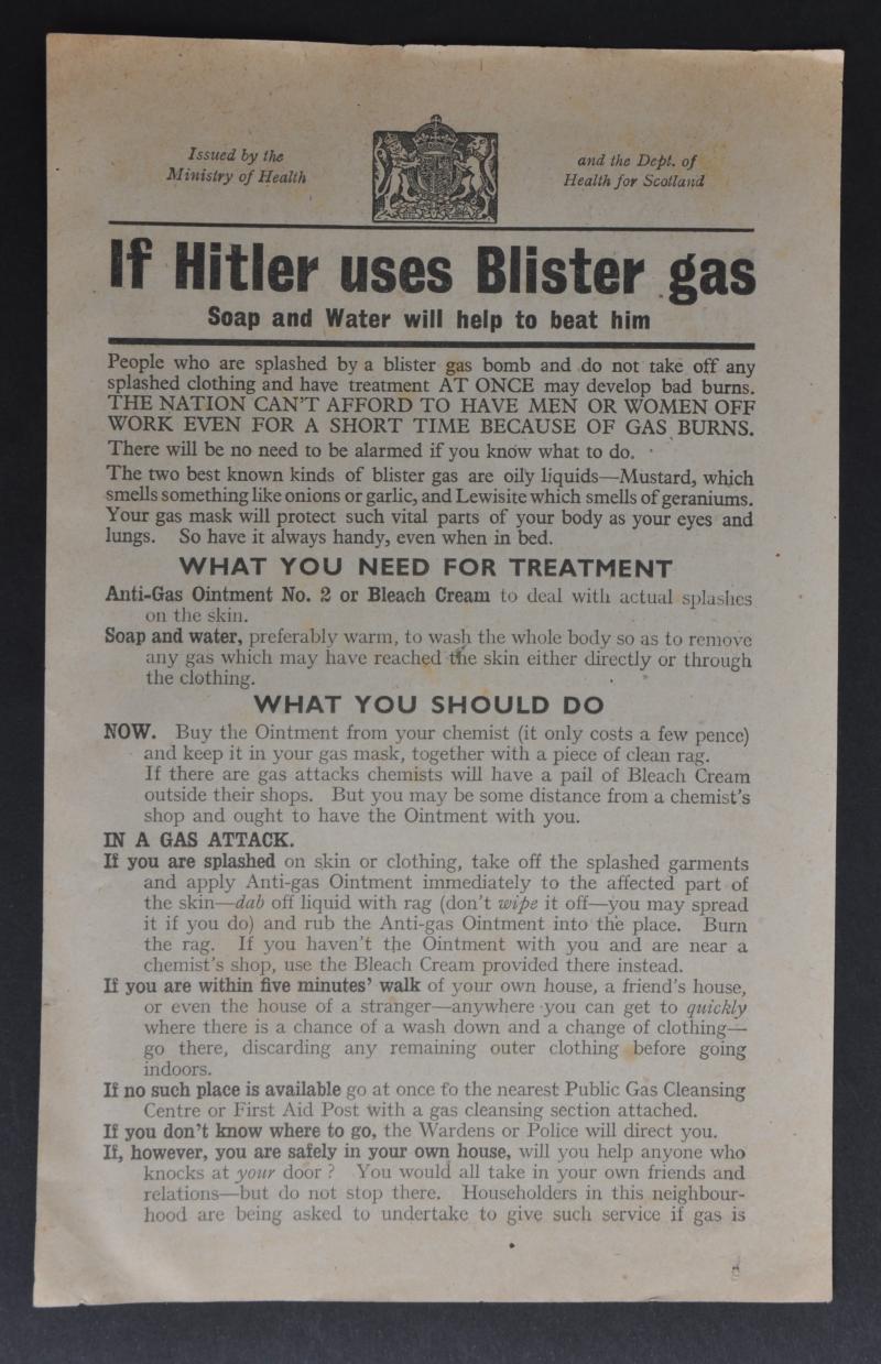 CS Militaria WW2 British Home Front ' If Hitler Uses Blister Gas