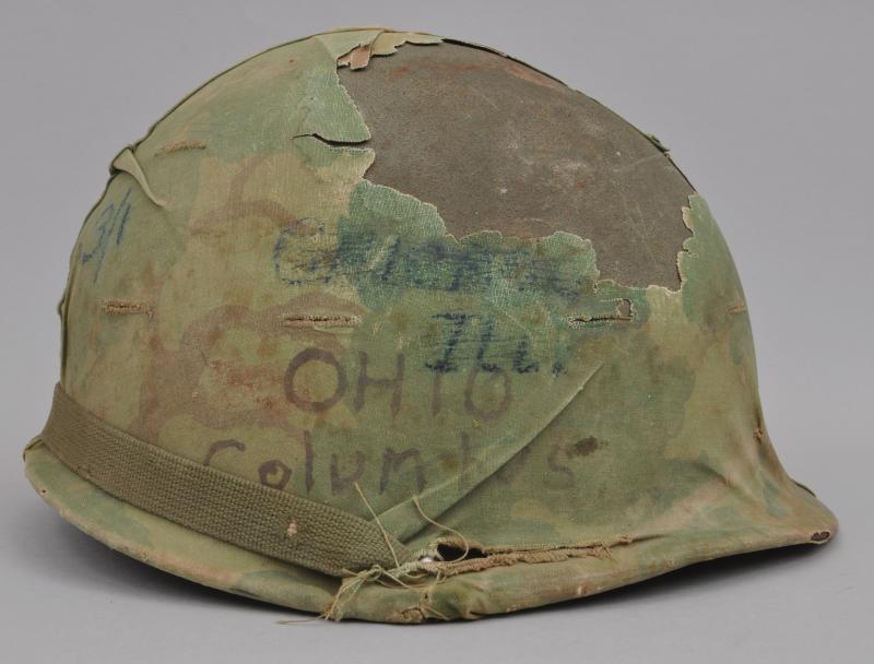 Untouched & Always Been Together Vietnam War USMC Helmet With Graffiti On Cover - Tet Offensive Period