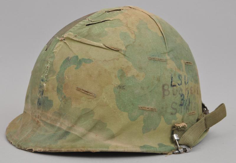 Untouched & Always Been Together Vietnam War USMC Helmet With Graffiti On Cover - Tet Offensive Period