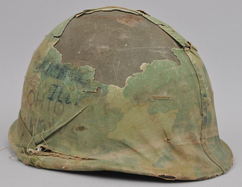 Untouched & Always Been Together Vietnam War USMC Helmet With Graffiti On Cover - Tet Offensive Period