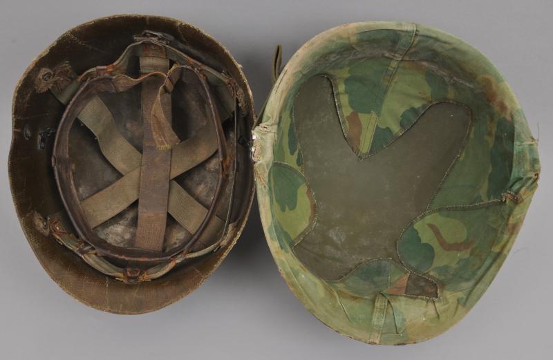 Untouched & Always Been Together Vietnam War USMC Helmet With Graffiti On Cover - Tet Offensive Period