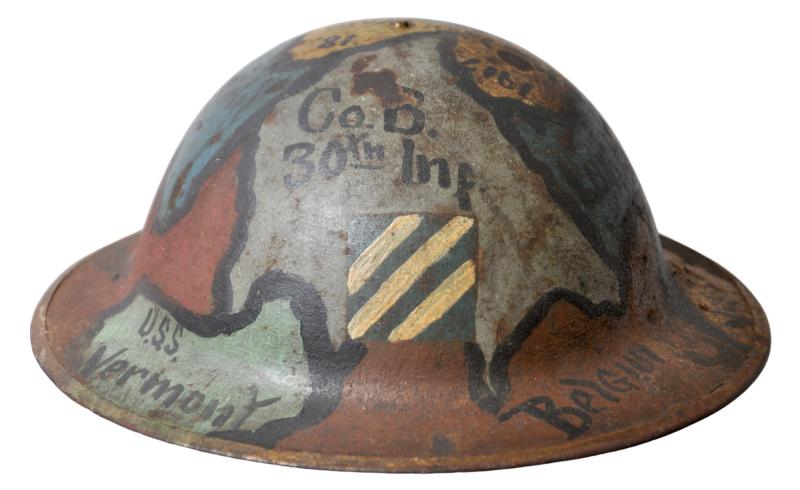 Camouflaged Souvenir Art WW1 US Brodie Helmet