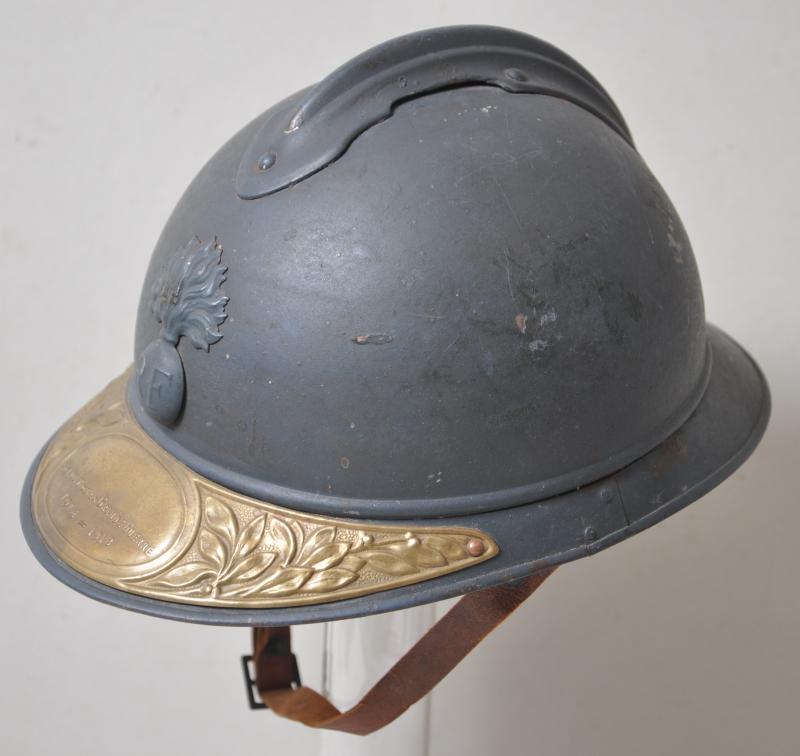 WW1 French Infantry Helmet With Commemorative Plaque