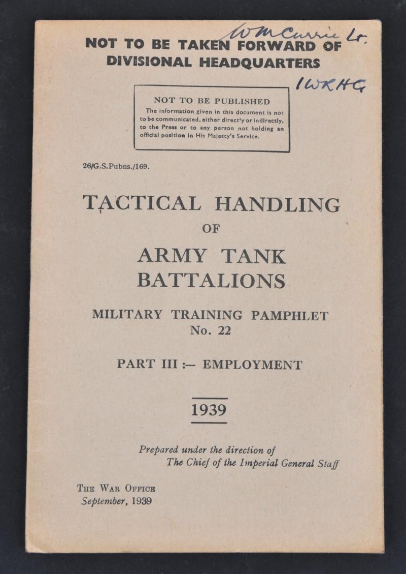 Tactical Handling Of Army Tank Battalions 1939