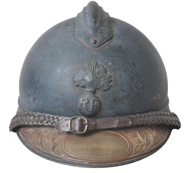 WW1 French Infantry Officers M15 Adrian Helmet With 'Soldat De La Grande Guerre' Plaque