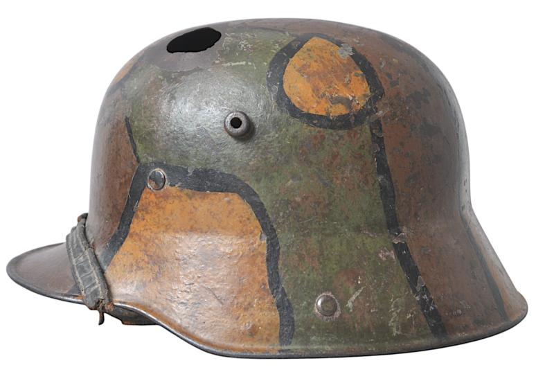 WW1 German Battle Damaged Camouflage M16 Helmet