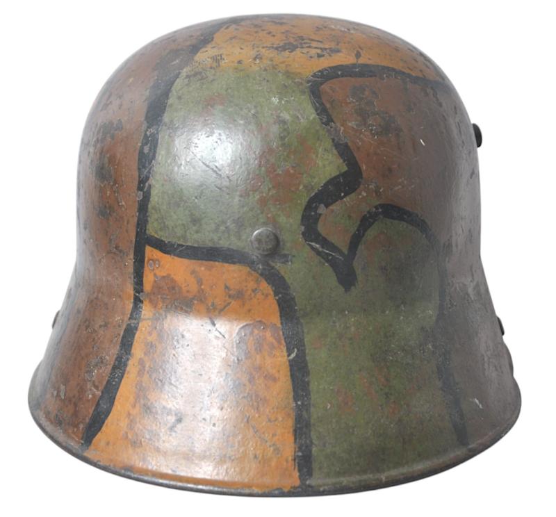 WW1 German Battle Damaged Camouflage M16 Helmet