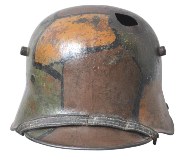 WW1 German Battle Damaged Camouflage M16 Helmet